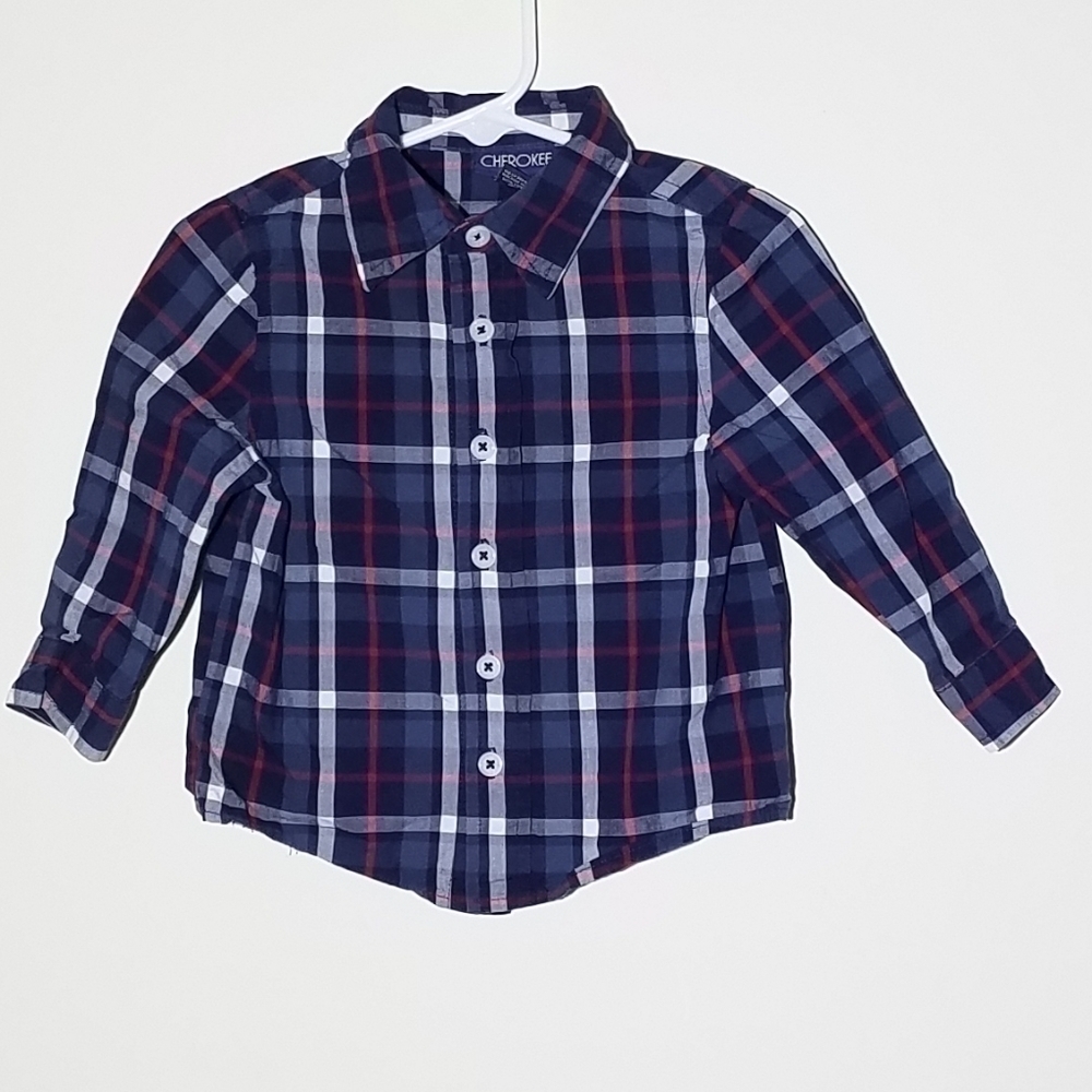 Cherokee Plaid Button Down Polo 12m